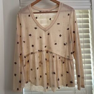 Floral Embroidered Cream Top